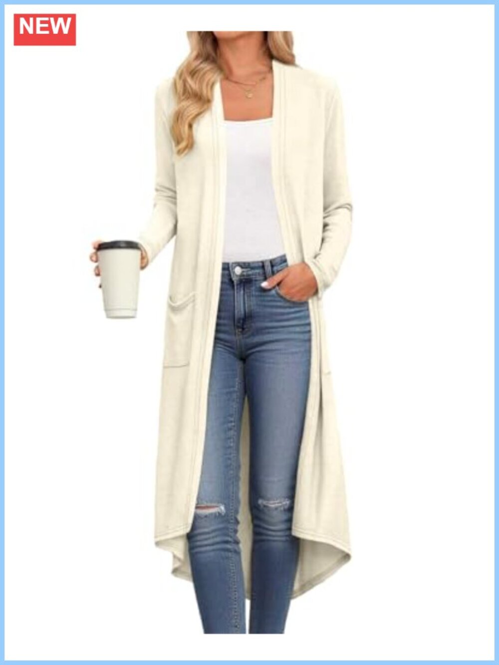 Womens Long Cardigan Lightweight Long Sleeve Open Front Sweater with Pockets